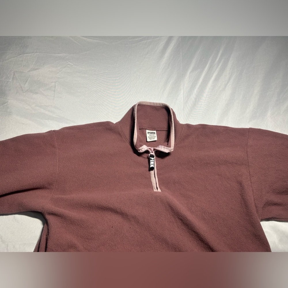 Victoria’s Secret PINK Cropped Fleece Quarter-Zip Pullover Sweatshirt – Size L